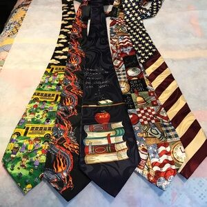 Colorful School Related Novelty Necktie Bundle of 5